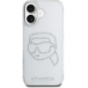 Karl Lagerfeld IML Rhinestones Karl Head Case for iPhone 16 Clear - (KF002563-0)
