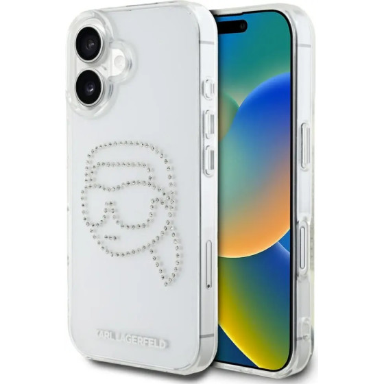 Karl Lagerfeld IML Rhinestones Karl Head Case for iPhone 16 Clear - (KF002563-0)