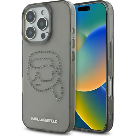 Karl Lagerfeld IML Rhinestones Karl Head Case for iPhone 16 Pro Black - (KF002559-0)