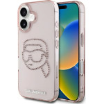 Karl Lagerfeld IML Rhinestones Karl Head iPhone 16 Case Pink - (KF002560-0)