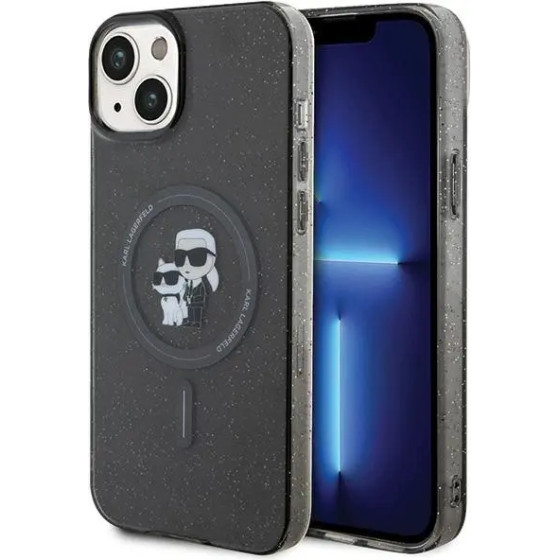 Karl Lagerfeld Karl&Choupette Glitter MagSafe case for iPhone 15 Plus - black - (KF001739-0)