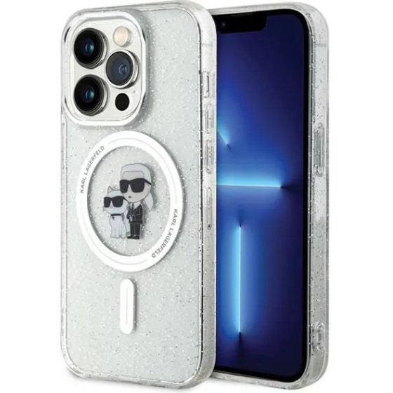 Karl Lagerfeld Karl&Choupette Glitter MagSafe case for iPhone 15 Pro - transparent - (KF001744-0)
