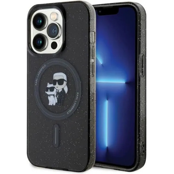 Karl Lagerfeld Karl&Choupette Glitter MagSafe case for iPhone 15 Pro - black - (KF001740-0)