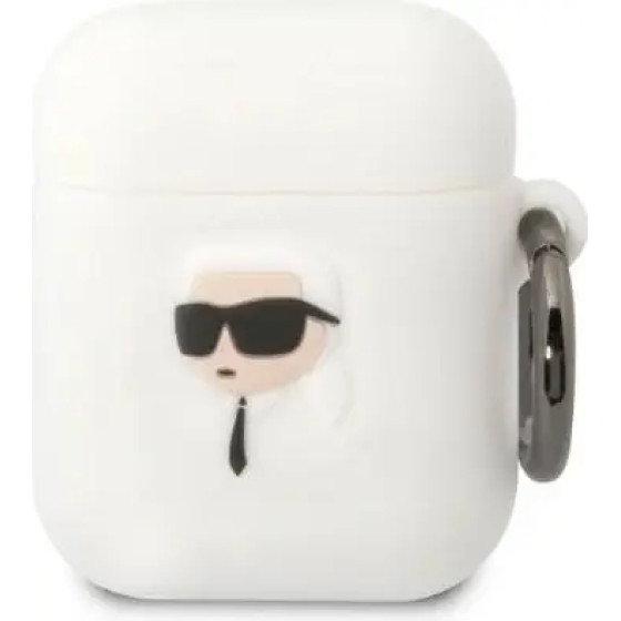 Karl Lagerfeld KLA2RUNIKH AirPods 1/2 cover white/white Silicone Karl Head 3D - (KF001462-0)