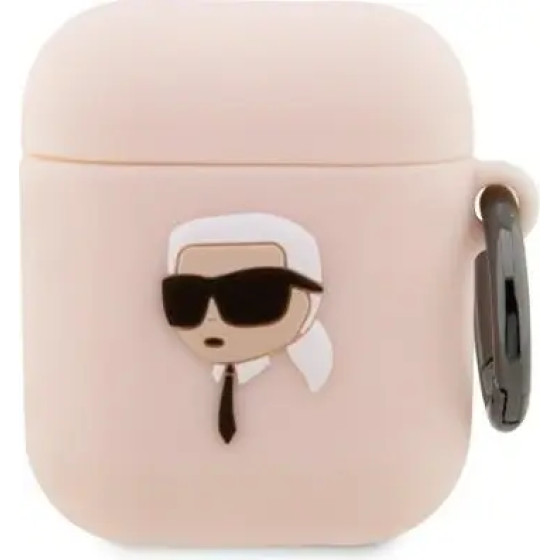 Karl Lagerfeld KLA2RUNIKP AirPods 1/2 cover pink/pink Silicone Karl Head 3D - (KF001465-0)