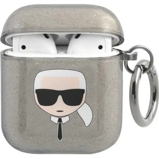 Karl Lagerfeld KLA2UKHGK AirPods cover czarny/black Glitter Karl`s Head - (KF000831-0)