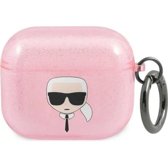 Karl Lagerfeld KLA3UKHGP AirPods 3 cover rozowy/pink Glitter Karl`s Head - (KF000839-0)
