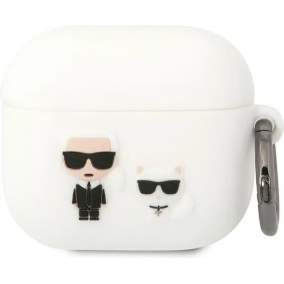 Karl Lagerfeld KLACA3SILKCW AirPods 3 cover white/white Silicone Karl & Choupette - (KF001580-0)