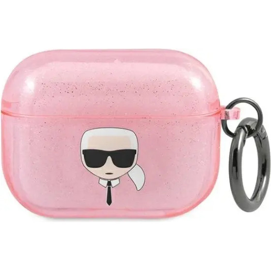 Karl Lagerfeld KLAPUKHGP AirPods Pro cover rozowy/pink Glitter Karl`s Head - (KF000838-0)