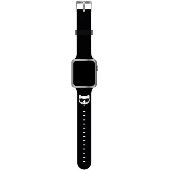 Karl Lagerfeld KLAWLSLCK Apple Watch Strap 42/44 / 45mm black / black strap Silicone Choupette Heads - (KF000856-0)
