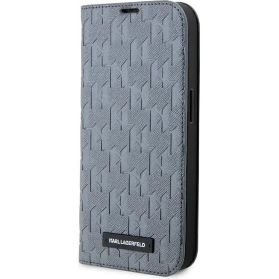 Karl Lagerfeld KLBKP14LSAKLHPG iPhone 14 Pro 6.1'' bookcase silver/silver Saffiano Monogram - (KF001637-0)
