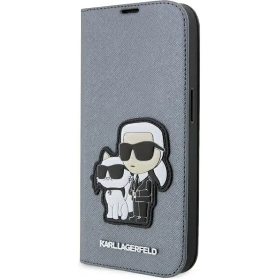 Karl Lagerfeld KLBKP14LSANKCPG iPhone 14 Pro 6.1'' bookcase silver/silver Saffiano Karl & Choupette - (KF001616-0)