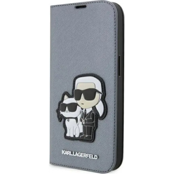 Karl Lagerfeld KLBKP14XSANKCPG iPhone 14 Pro Max 6.7 bookcase silver/silver Saffiano Karl & Choupette - (KF001617-0)