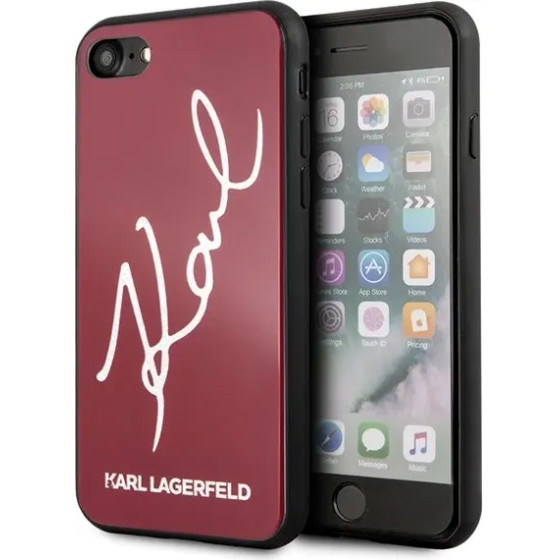 Karl Lagerfeld KLHCI8DLKSRE iPhone 7/8 SE 2020 / SE 2022 czerwony/red hard case Signature Glitter - (KF000211-0)