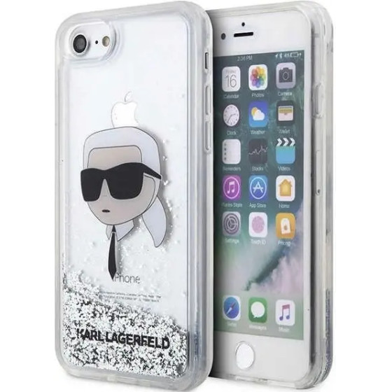 Karl Lagerfeld KLHCI8LNKHCH iPhone 7/8/ SE 2020/2022 silver/silver hardcase Glitter Karl Head - (KF001528-0)