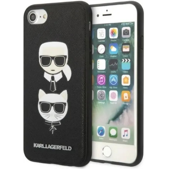 Karl Lagerfeld KLHCI8SAKICKCBK iPhone 7/8 / SE 2020 / SE 2022 black/black hardcase Saffiano Karl&Choupette Head - (KF001335-0)