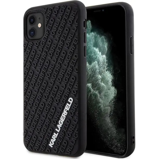 Karl Lagerfeld KLHCN613DMKRLK iPhone 11 / Xr 6.1 black/black hardcase 3D Rubber Multi Logo - (KF001762-0)