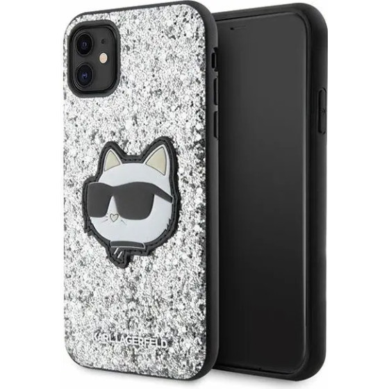 Karl Lagerfeld KLHCN61G2CPS iPhone 11 / Xr 6.1'' silver/silver hardcase Glitter Choupette Patch - (KF001663-0)