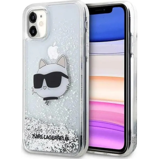 Karl Lagerfeld KLHCN61LNCHCS iPhone 11/ XR silver/silver hardcase Glitter Choupette Head - (KF001535-0)