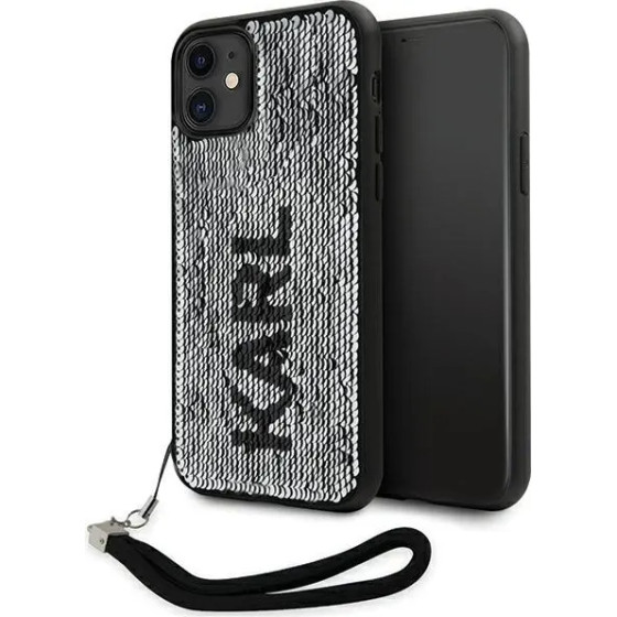 Karl Lagerfeld KLHCN61PSQRKS iPhone 11 / Xr 6.1'' silver/silver hardcase Sequins Cord - (KF001656-0)