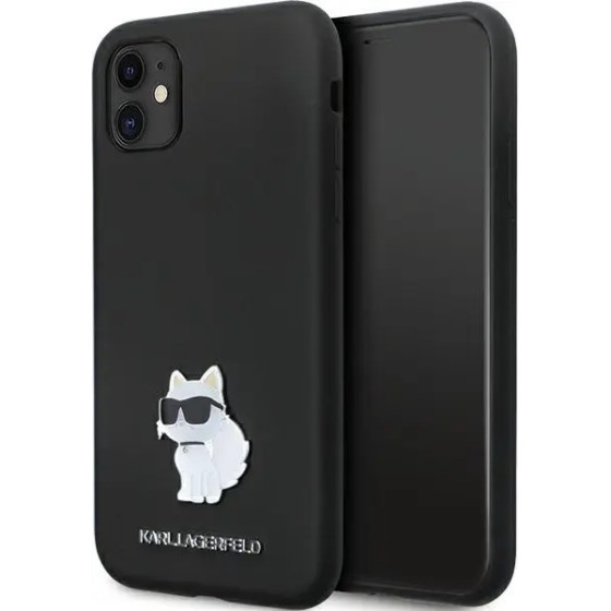 Karl Lagerfeld KLHCN61SMHCNPK case for iPhone 11 / Xr - black Silicone C Metal Pin - (KF001703-0)