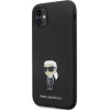 Karl Lagerfeld KLHCN61SMHKNPK case for iPhone 11 / Xr - black Silicone Ikonik Metal Pin - (KF001698-0)