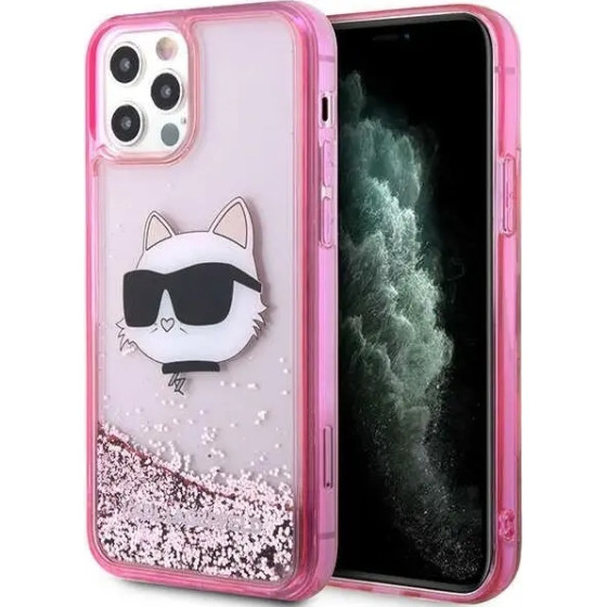 Karl Lagerfeld KLHCP12MLNCHCP iPhone 12/ 12 Pro 6.1 pink/pink hardcase Glitter Choupette Head - (KF001539-0)
