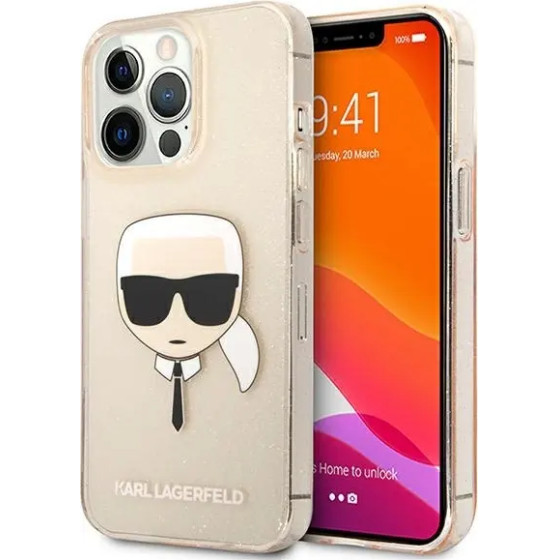 Karl Lagerfeld KLHCP13LKHTUGLGO iPhone 13 Pro / 13 6,1'' zloty/gold hardcase Glitter Karl`s Head - (KF000689-0)