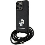 Karl Lagerfeld KLHCP13LSAKCPSK case for iPhone 13 Pro / 13 hardcase - black Crossbody Saffiano Metal Pin Karl&Choupette - (KF001688-0)