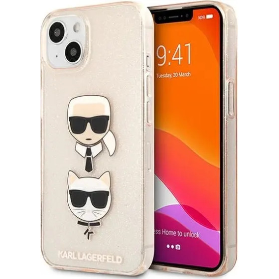 Karl Lagerfeld KLHCP13SKCTUGLGO iPhone 13 mini 5,4'' zloty/gold hardcase Glitter Karl`s & Choupette - (KF000815-0)