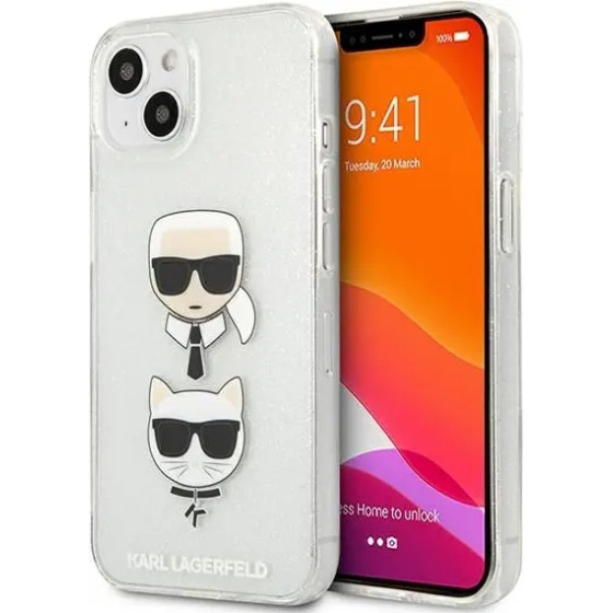 Karl Lagerfeld KLHCP13SKCTUGLS iPhone 13 mini 5,4'' srebrny/silver hardcase Glitter Karl`s & Choupette - (KF000807-0)