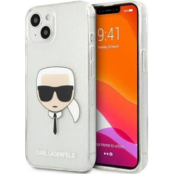Karl Lagerfeld KLHCP13SKHTUGLS iPhone 13 mini 5,4'' srebrny/silver hardcase Glitter Karl`s Head - (KF000739-0)