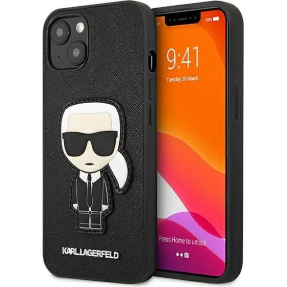 Karl Lagerfeld KLHCP13SOKPK iPhone 13 mini 5,4'' czarny/black hardcase Saffiano Ikonik Karl`s Patch - (KF000787-0)