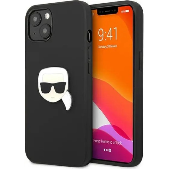 Karl Lagerfeld KLHCP13SPKMK iPhone 13 mini 5,4'' czarny/black hardcase Leather Ikonik Karl`s Head Metal - (KF000795-0)