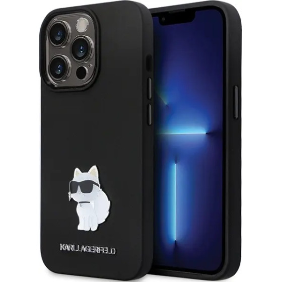 Karl Lagerfeld KLHCP13XSMHCNPK case for iPhone 13 Pro Max 6.7'' - black Silicone C Metal Pin - (KF001705-0)