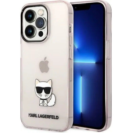 Karl Lagerfeld KLHCP14LCTTRI iPhone 14 Pro 6.1 hardcase pink / pink Transparent Choupette Body - (KF001143-0)