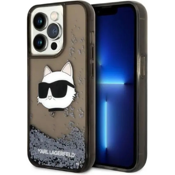 Karl Lagerfeld KLHCP14LLNCHCK iPhone 14 Pro 6.1 black/black hardcase Glitter Choupette Head - (KF001424-0)
