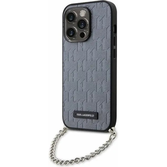 Karl Lagerfeld KLHCP14LSACKLHPG iPhone 14 Pro 6.1'' silver/silver hardcase Saffiano Monogram Chain - (KF001643-0)