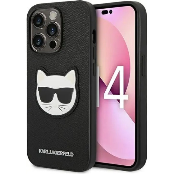 Karl Lagerfeld KLHCP14LSAPCHK iPhone 14 Pro 6,1'' hardcase czarny/black Saffiano Choupette Head Patch - (KF001135-0)
