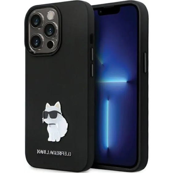 Karl Lagerfeld KLHCP14LSMHCNPK case for iPhone 14 Pro - black Silicone C Metal Pin - (KF001706-0)