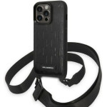 Karl Lagerfeld KLHCP14LSTMMK iPhone 14 Pro 6.1 hardcase black/black Monogram Plaque Logo Strap - (KF001111-0)