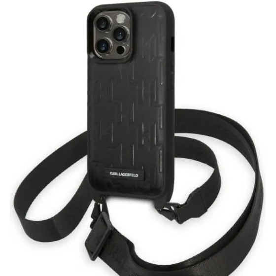 Karl Lagerfeld KLHCP14LSTMMK iPhone 14 Pro 6.1 hardcase black/black Monogram Plaque Logo Strap - (KF001111-0)