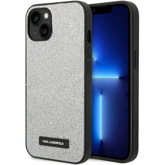 Karl Lagerfeld KLHCP14MG2ELS iPhone 14 Plus 6.7 hardcase silver / silver Glitter Plaque Logo - (KF001122-0)