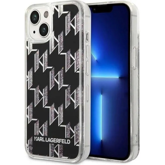 Karl Lagerfeld KLHCP14MLMNMK iPhone 14 Plus 6.7 hardcase black / black Liquid Glitter Monogram - (KF001162-0)