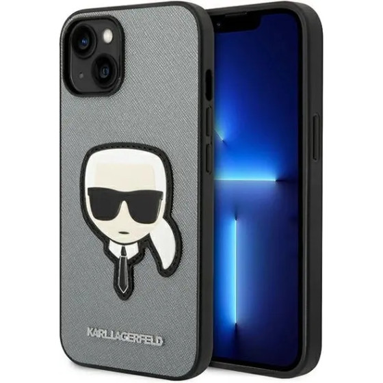 Karl Lagerfeld KLHCP14MSAPKHG iPhone 14 Plus 6,7'' srebrny/silver hardcase Saffiano Karl`s Head Patch - (KF001186-0)