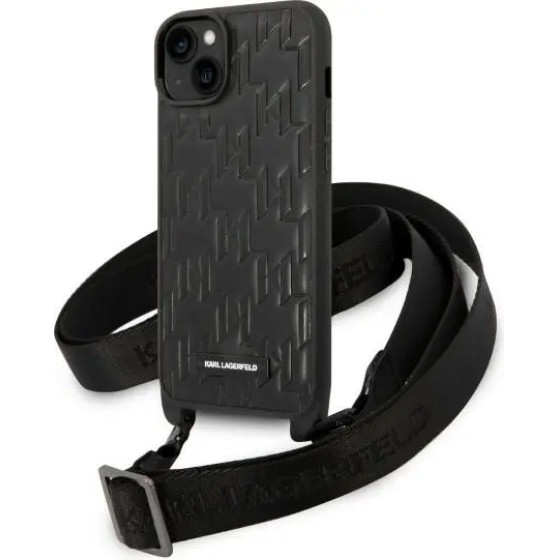 Karl Lagerfeld KLHCP14MSTMK iPhone 14 Plus 6.7 hardcase black/black Monogram Plaque Logo Strap - (KF001110-0)