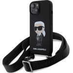 Karl Lagerfeld KLHCP15SSCBSKNK iPhone 15 6.1 hardcase black/black Crossbody Silicone Ikonik - (KF001813-0)
