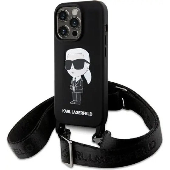 Karl Lagerfeld KLHCP15XSCBSKNK iPhone 15 Pro Max 6.7 hardcase black/black Crossbody Silicone Ikonik - (KF001815-0)
