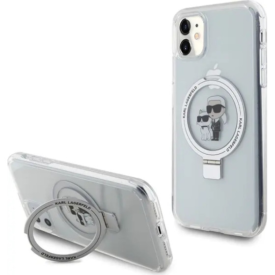 Karl Lagerfeld KLHMN61HMRSKCH iPhone 11 / Xr 6.1 white/white hardcase Ring Stand Karl&Choupette MagSafe - (KF001820-0)