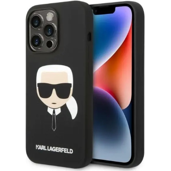 Karl Lagerfeld KLHMP14LSLKHBK iPhone 14 Pro 6.1 hardcase black / black Silicone Karl`s Head Magsafe - (KF001055-0)
